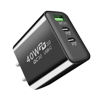 40W USB Typ C Schnellladegerät - Super Speed 3 Port Typ C Ladeadapter, USB Typ C Ladeadapter, feuerfestes PD Ladegerät für Geschäftsreisen und täglichen Gebrauch Geladen