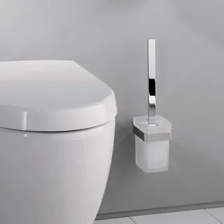 EMCO Loft Toilettenbürstengarnitur Wandmodell, Kristallglas satiniert, chrom