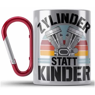 Trendation Thermotasse Tuner Edelstahl Tasse Geschenke Autotuner Geschenkidee Autoliebhaber E rot