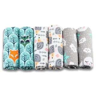 Fensilo FENSILO|Moltontücher|Spucktücher Baby - 6er Pack - 80x80cm – Spucktuch – 100% Baumwolle Flanell Mint – Moltontuch Unisex– Spucktücher für Jungen oder Mädchen