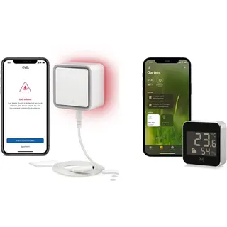 Eve Water Guard - Smarter Wassermelder, 2m Sensorkabel & Weather - Smarte Wetterstation, IPX4-Wasserbeständigkeit, kabelloser Batteriebetrieb, schwarz, Bluetooth/Thread, Apple HomeKit
