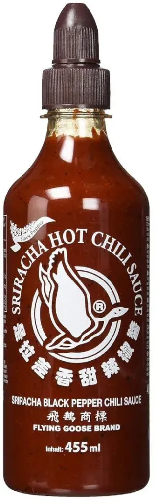 Flying Goose Sriracha Chilisauce, schwarzer Pfeffer, 455 ml
