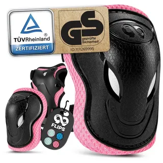 99flips Knieschoner Kinder Skateboard TÜV 3-er Schoner Inliner Kinder - Knieschützer Kinder Protektoren mit Knie- und Ellenbogenschützer - Schützer Set] GRIND - XS Pink - Schlittschuhe für Kinder