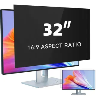 IPROKKO 32 Zoll Computer Sichtschutzfolie for 16:9 Monitor, Abnehmbarer Sichtschutz Anti Blaulicht Blendschutz Blickschutzfolie Displayschutz Blickschutzfilter für 32zoll Hp Dell Acer Lenovo Asus