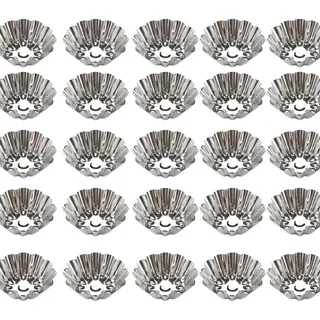 25 Stück Tortenformen, Cupcake Kuchenform, Mini Tarteform aus Edelstahl, Muffin Form, Kuchenform Wiederverwendbare, Antihaftbeschichtet Törtchenform Backformen für Pudding, Kuchen, Cookie, Muffin