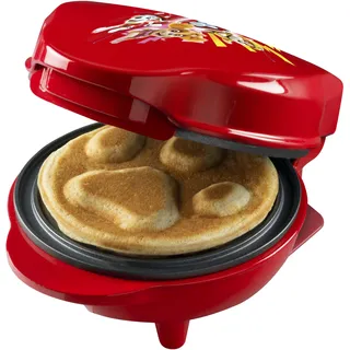 Bestron Paw Patrol Waffeleisen, Mini-Waffeleisen im einzigartigen Paw Patrol Design, für Kindergeburtstage, Ostern & Weihnachten, inkl. Backampel, Waffelgröße: Ø 10cm, offizielles Lizenzprodukt, Farbe: Rot