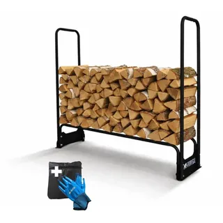 Proregal Kaminholzregal CHIMERA Metall 117 x 130 x 36 cm inkl. Abdeckung Schwarz