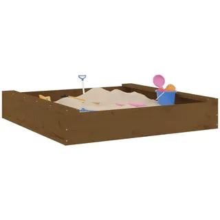 vidaXL Sandkasten mit Sitzen Honigbraun Quadratisch Massivholz Kiefer