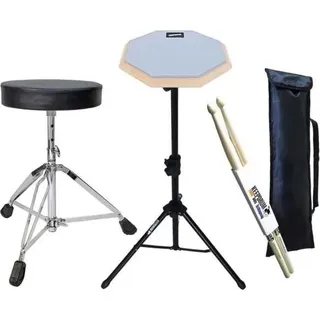 Keepdrum DP-GY8 Pad Grau mit Stativ mit Hocker mitSticks (Drummersitz), Zubehör Instrumente, Grau
