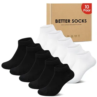 IceReco Sneaker Socken Herren 43-46 Weiß Socken Schwarz Damen 10 Paar Baumwolle Kurze Sneakersocken Halbsocken Kurz Herrensocken Atmungsaktive Sommer Damensocken Laufsocken Running Socks - 43-46