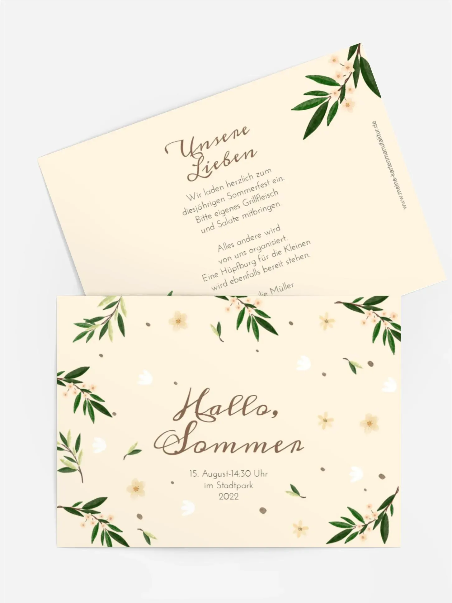 Einladung zum Sommerfest selbst gestalten mit Spruch und Fotos im Onlinedesigner bei Meine-Kartenmanufaktur.de