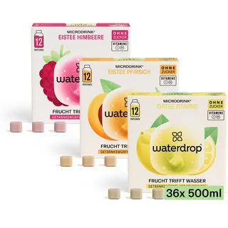 waterdrop® Eistee Set – 36 Würfel mit Tee & Vitaminen Zitrone, Pfirsich, Himbeere zuckerfrei Pc