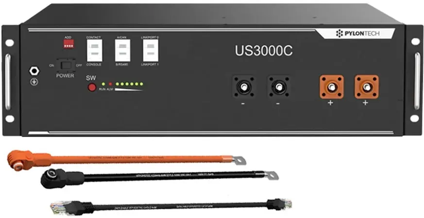 Pylontech 1x US3000C LiFePO4 Batterie 3,5kWh mit Wechselrichter-Anschlusskabelset - 0% MwSt. (gemäß§12 Abs.3 UstG**)
