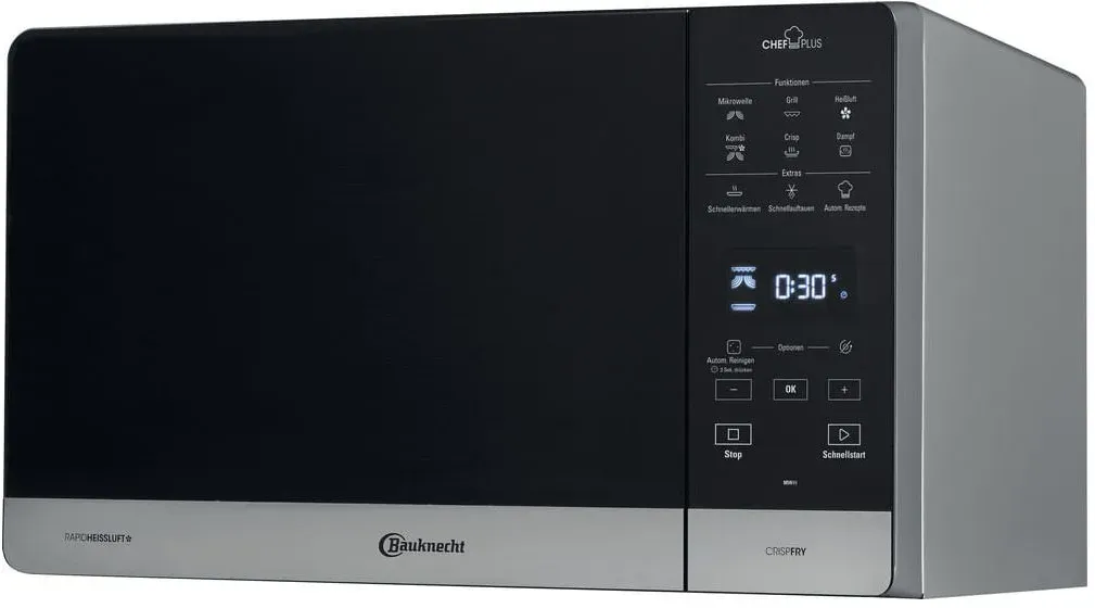 Freistehende Mikrowelle 800 W Größe: mittel 6 Stufen Dampfgaren Grill  MW49SL (Schwarz, Silber) 