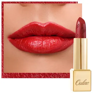 OULAC Lippenstift Metallic Glanz Finish, Roter Glitter Lippenstift mit Lang Anhaltendem 3D-Glanz, Intensive Farbe, Cremige und Feuchthaltende Formel, Vegan, 4.3g (12) Cherry Bomb