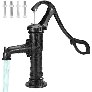 Vevor Schwengelpumpe Gusseisen 40x15x68cm Handschwengelpumpe mit Wasserauslass(ØxL) 6,5x22cm Handpumpe 16cm Basisdurchmesser Gartenpumpe Schwarz ideal als Dekoration für Familienteiche Höfe Gärten