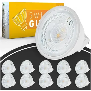 Luxari GU5.3 LED Lampe [10x] - MR16 Entspricht 50W Halogenlampe - Leuchtmittel 5W 420lm - Spot Mit 2700K Warmweiß [Energieklasse A+]