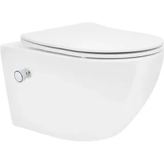 luxebath Wand Hänge WC Spülrandlos mit Bidet-Funktion lang