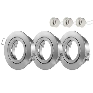 Oley Leuchten® LUX Frame LED Einbaustrahler 230 V GU10 - schwenkbar – Aluminium-Druckguss – matt-chrom gebürstet – hochwertige Einbauleuchte für Innenräume