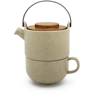Bredemeijer Tea-for-one Umea beige / Akazienholzdeckel 142024