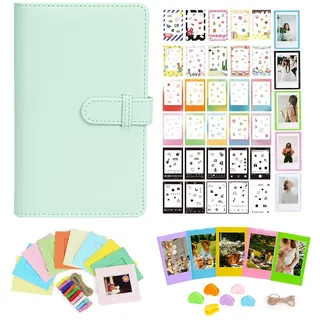 Aisnyho Sofortbild-Film-Zubehör-Set für Instax Mini LiPlay 12 11 9 8+ 8 evo 99 SE 40 90 70 50S 26 25 7S Kamera, inklusive Album/Filmaufkleber/Mini-Rahmen/bunter Clip, mintgrün, 2 x 3 inches, Modern