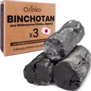 orinko Kishu Binchotan X3 – 75 g (3 x 25 g) – Hochwertiger Aktivkohlefilter Wasser aus Wakayama Ubame-Eiche – Natürliche Wasserreinigung für Karaffen