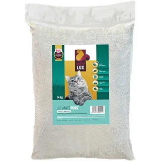 KittyLux klumpende Katzenstreu Ultimate Pure 2x14kg ohne Duft für Sensible Katzen, Klumpstreu 100% Naturbentonit, extrem staubarm, Feste Klumpenbildung, schnelle Geruchsbildung, geringer Verbrauch