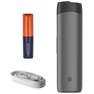 IQOS LIL SOLID 2.0 Set -KIT- Heat Notburn - in Stone Grey-Schwarz HNB Gerät - für Heets, Fiit, Herbal