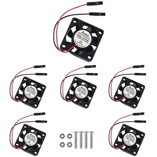 Dealikee 6 Stück Miniventilator für Raspberry Pi 5, Pi 4, Pi 3 B+, Pi 3B, Pi 2, 30x30x7mm Lüfter 3.3V 5V Hydrauliklager bürstenlos High Speed.