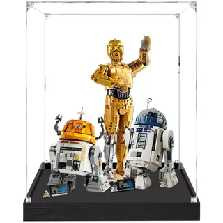 Acryl-Vitrine für Lego 75416 75398 75379 Robotermodell, 3 mm staubdichte Schaubox, Vitrine kompatibel mit Lego 75416 75398 75379 (Modell nicht im Lieferumfang enthalten) (2 mm schwarzer Sockel)