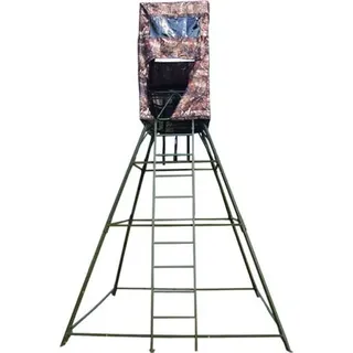 Berger + Schröter | Ansitzkanzel Hochsitz mit wetterfestem Kanzelüberzug Tarnoptik Gesamthöhe ca. 430cm