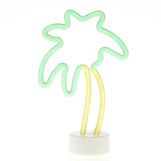 satisfire LED Neonlicht Palme gelb grün Neonschild Leuchtfigur Batterie USB 30cm in