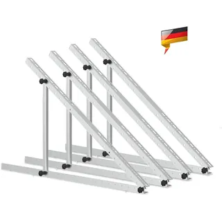 Solarpanel Halterung Flachdach, 114 cm Solarmodul Halterung, Balkonkraftwerk Halterung für Solarpanel 100W-800W Winkel Einstellbar 0-90° für Dachhalterungen, Pv Modul Solarmodule 2 Paar