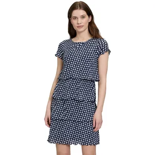 Betty Barclay Stufenkleid mit Rundhalsauschnitt in Dunkelblau/Weiß | 42