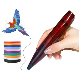 LIHUACHEN 3D Stift für Kinder Set mit 24 Farben PLA-Kunststoff Filament,PLA-kompatibler 3D-Druckstift (Red)