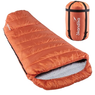 Skandika Schlafsack Vegas XXL Mumienschlafsack mit Polycotton Innenfutter, für Erwachsene, koppelbar, 3 Jahreszeiten, bis -12°C, 220 x 110 cm | Winter Outdoor Camping Wandern (RV Links, Cayenne)