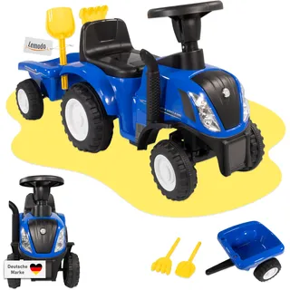 Rutschauto Traktor New Holland blau mit Anhänger, Kinderauto ab 1 Jahr