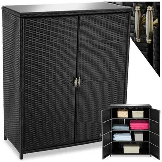 tectake Geräteschrank Gartenschrank (Rattanschrank, 1-St., 1 St) mit Aluminiumgestell schwarz