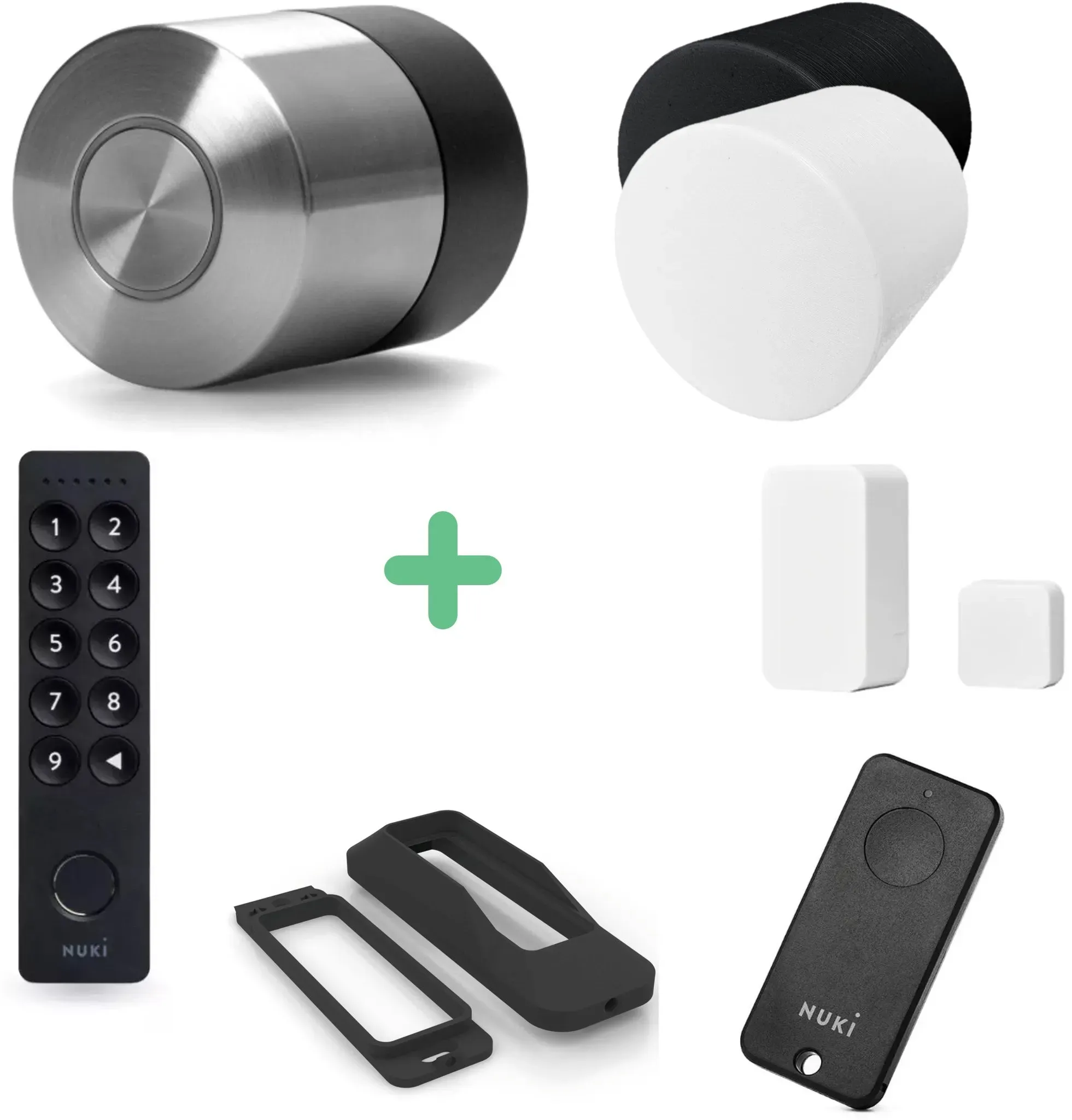 Nuki Smart Lock Pro (5. Gen) + Schutzabdeckung + Fob + Door Sensor + Keypad 2 + Diebstahlschutz - Weiß / ohne Witterungsschutz