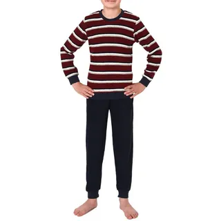 normann langarm Frottee Schlafanzug Pyjama Bündchen in Streifenoptik, Farbe:rot, Größe:164 - 77051 rot | Gr.: 164