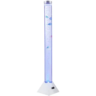 GLOBO Wassersäule Stehleuchte Sprudelsäule Farbwechsel Dekolampe LED Stehlampe, mit 5 Deko-Fischen, Sprudelstärke einstellbar, LxBxH 21,5x21,5x120 cm