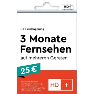 HD-Plus-Verlängerung für 3 Monate inkl. HD+ MultiScreen Fernsehen (flexible Abo, schneller Mail-Versand)