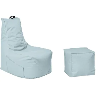 Momiralland Komfort Sitzsack XL - XXL mit Hocker Sitzkissen BodenKissen Sessel In- & Outdoor geeignet Gaming Sitzsack für Erwachsene und Kinder (Grau, XXL - Durchmesser 80 cm)