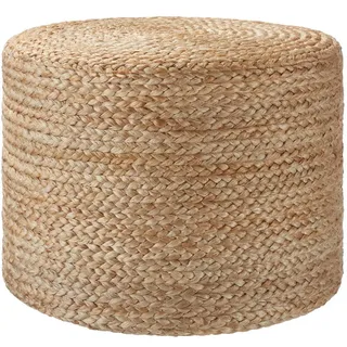 Tectake Handgefertigter Beige, rund, 49x37x49 cm, Wohnzimmer, Hocker, Poufs
