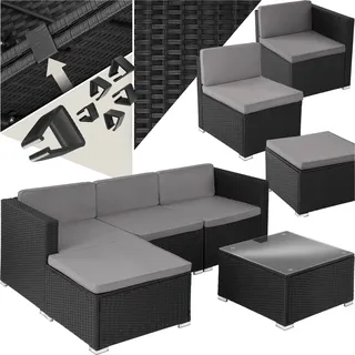 Tectake Lignano Rattan Lounge 5-tlg. Schwarz