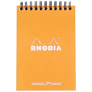 Rhodia 13503C Notizblock (DIN A6, 10,5 x 14,8 cm, Doppelspirale, liniert, dot grid, mikroperforiert, 80 Blatt) 1 Stück orange