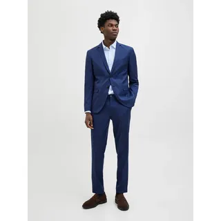 JACK & JONES Anzug JACK & JONES "JPRCOSTA SUIT", Herren, Gr. 52, N-Gr, blau (medieval blau), Web, Obermaterial: 100% Polyester, unifarben, sehr schmal, Anzüge, aus Polyester, sehr schmale Passform, mit Reverskragen, Langarm-Sakko, Topseller