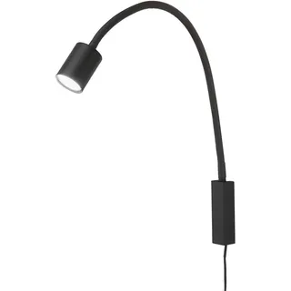 Fischer & Honsel Led-Wandleuchte JUSTI, Schwarz, Metall F, 52 cm mit Schalter, Lampen & Bettleuchte Schwanenhals Leseleuchte, Breite 6cm