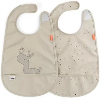 Done by Deer Lätzchen mit Klettverschluss 2 Pack Lalee Sand - Weiche wasserdichte Baby Bibs mit praktische auffangschale – OEKO-TEX® zertifiziert Lätzchenset - 100% Polyester/PU Beschichtung