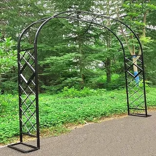 Metall Rosenspalier Torbogen Eisen Rosenbögen Gartenbogen für Kletterpflanzen groß Rankgitter Rankhilfe Rosengestell Rankbogen Schwarz / weiss Deko balkon Pergola Tiefe 40cm ( Color : Schwarz , Size :